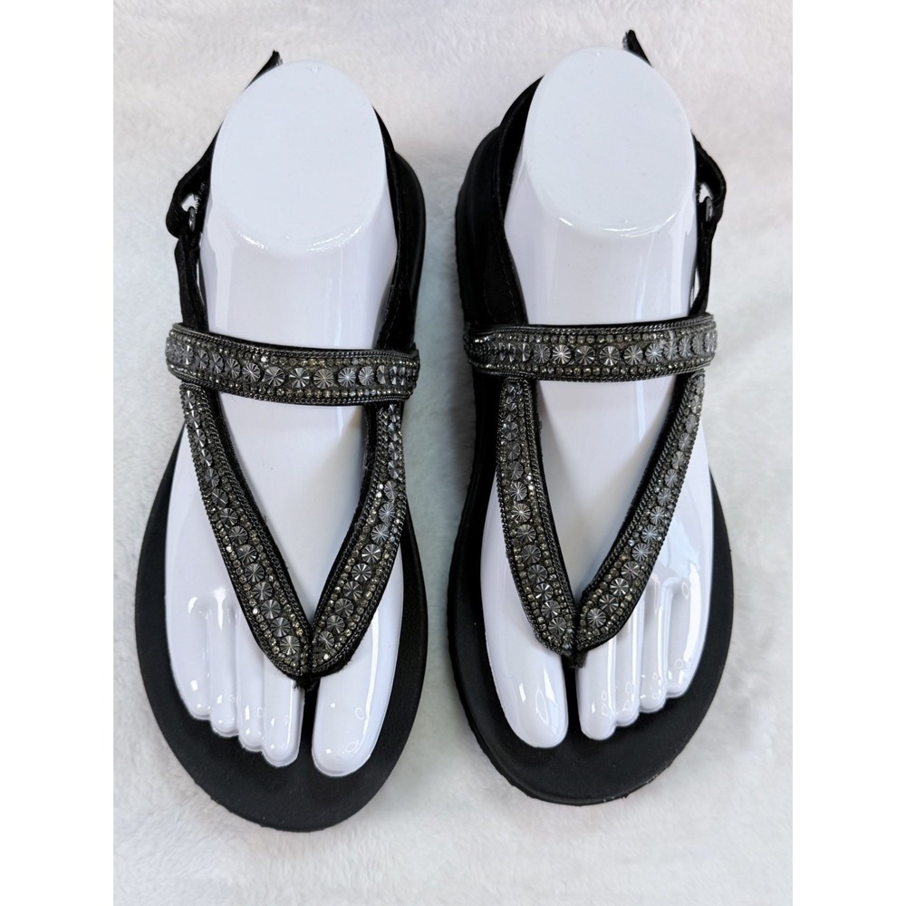 Skechers Arch Fit Meditation Fancy Love Black Rhinestone Sandals Womens Size 7